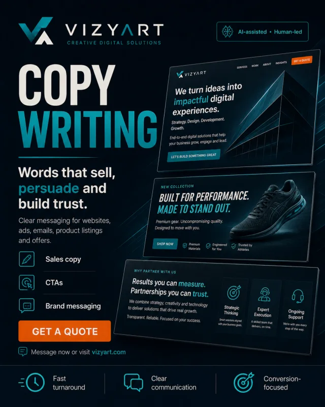 VizyArt Copywriting promotional design concept