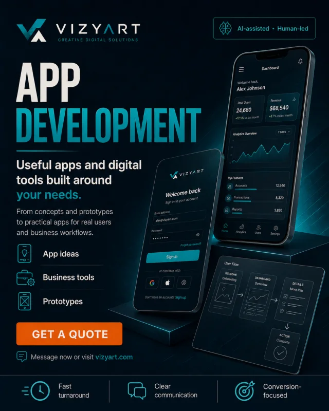 VizyArt App Development promotional design concept