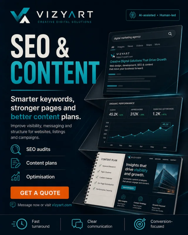 VizyArt SEO & Content promotional design concept
