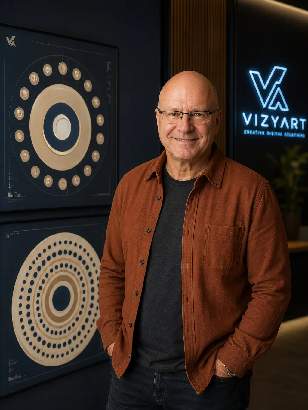Robin Custance, founder of VizyArt, in his creative studio